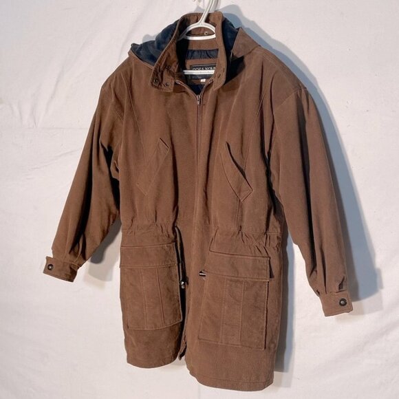 Vintage Cosa Nova Long Brown Leather Coat L - Picture 1 of 16